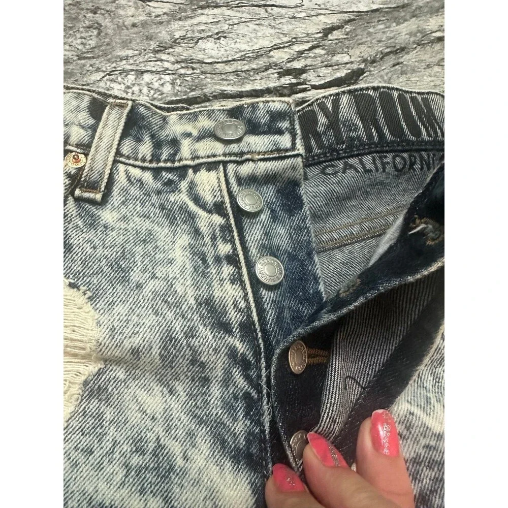 The Laundry Room Acid-Wash Distressed Jean Shorts - Black, White